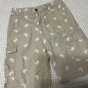 Lands End Boys 12H Cargo Shorts Khaki Crabs Nautical Summer Adjustable Waist EUC